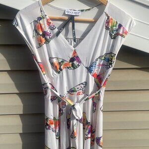 Women's Size Small White Gorgeous Butterfly Dress - one of a kind!